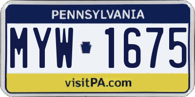 PA license plate MYW1675