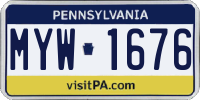 PA license plate MYW1676
