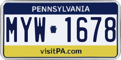 PA license plate MYW1678