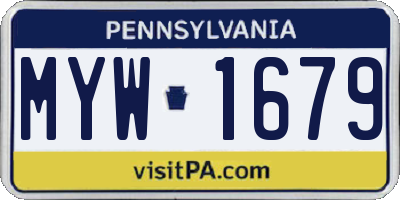 PA license plate MYW1679