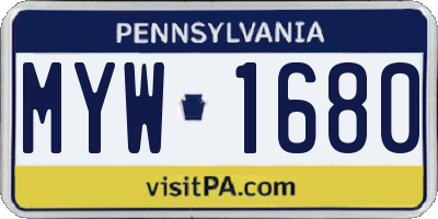 PA license plate MYW1680