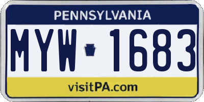 PA license plate MYW1683