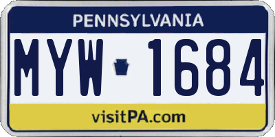 PA license plate MYW1684