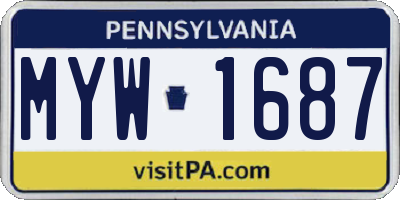 PA license plate MYW1687