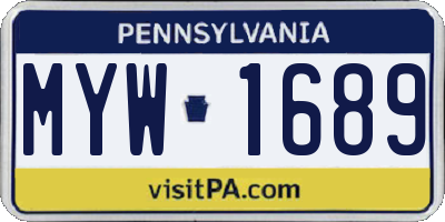 PA license plate MYW1689