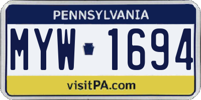 PA license plate MYW1694