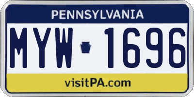 PA license plate MYW1696
