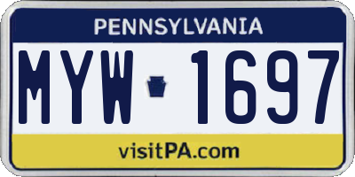 PA license plate MYW1697