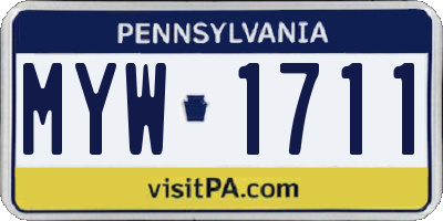 PA license plate MYW1711