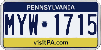 PA license plate MYW1715