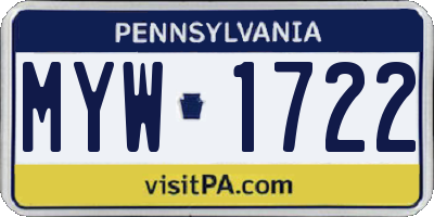 PA license plate MYW1722