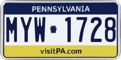 PA license plate MYW1728