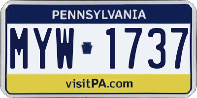 PA license plate MYW1737