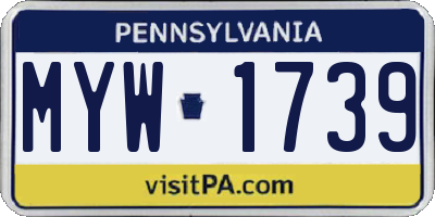 PA license plate MYW1739
