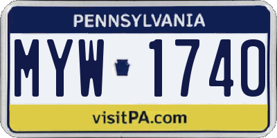 PA license plate MYW1740