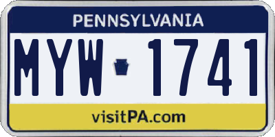 PA license plate MYW1741