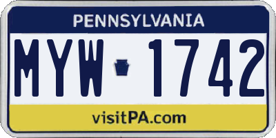 PA license plate MYW1742