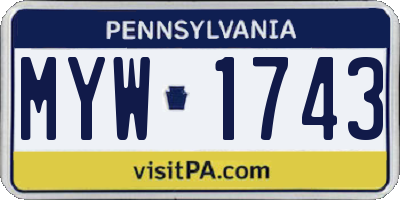 PA license plate MYW1743