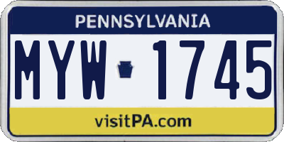 PA license plate MYW1745