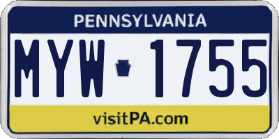 PA license plate MYW1755