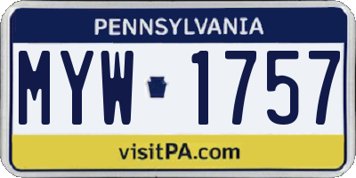 PA license plate MYW1757