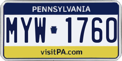 PA license plate MYW1760