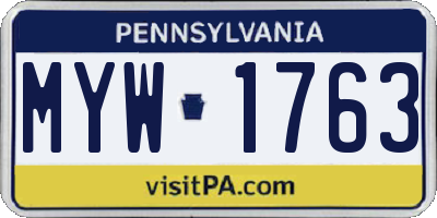 PA license plate MYW1763