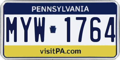 PA license plate MYW1764
