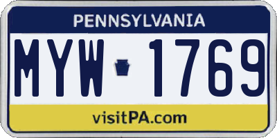 PA license plate MYW1769