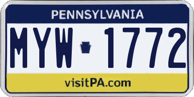 PA license plate MYW1772