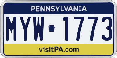 PA license plate MYW1773