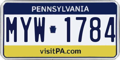 PA license plate MYW1784