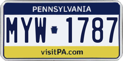 PA license plate MYW1787