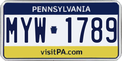 PA license plate MYW1789