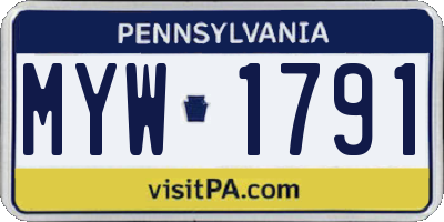 PA license plate MYW1791