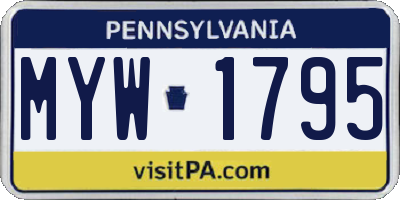 PA license plate MYW1795
