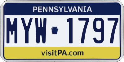 PA license plate MYW1797