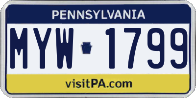 PA license plate MYW1799