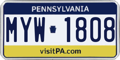 PA license plate MYW1808