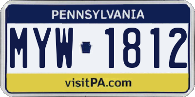 PA license plate MYW1812