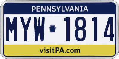 PA license plate MYW1814