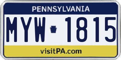 PA license plate MYW1815