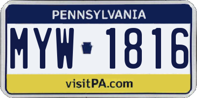 PA license plate MYW1816