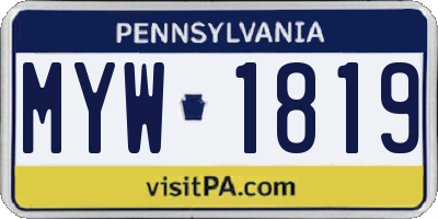 PA license plate MYW1819