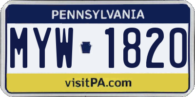 PA license plate MYW1820