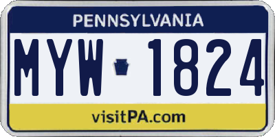 PA license plate MYW1824