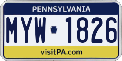 PA license plate MYW1826