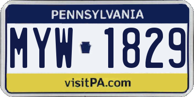 PA license plate MYW1829