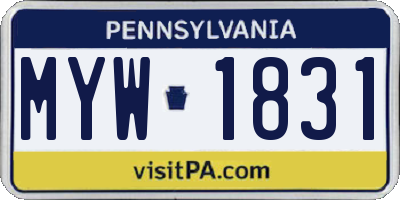 PA license plate MYW1831