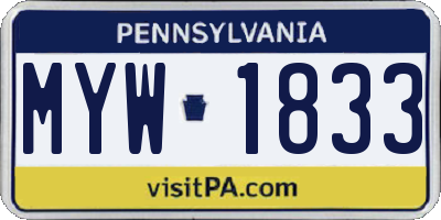 PA license plate MYW1833